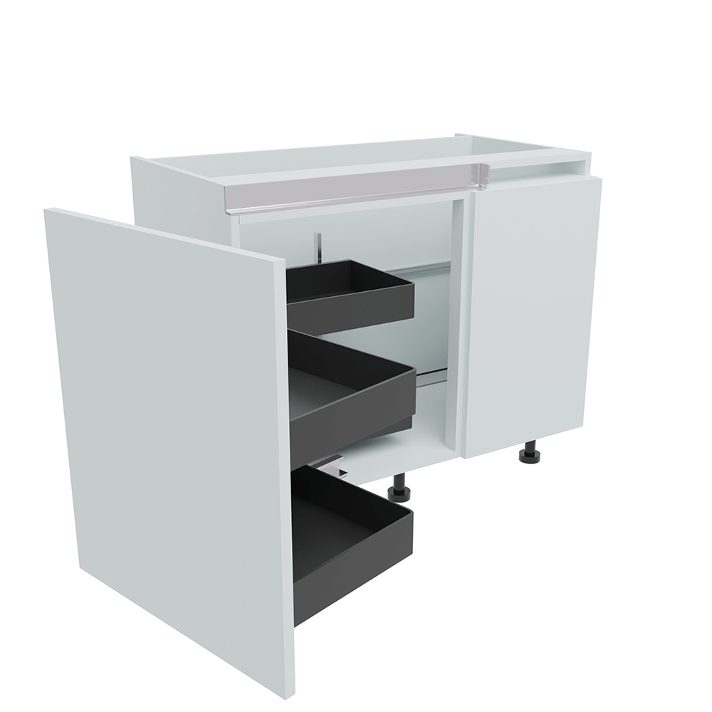 1000mm True Handleless Highline Corner Base Unit - Planero Swing Out Corner - 600mm LH Hand Door