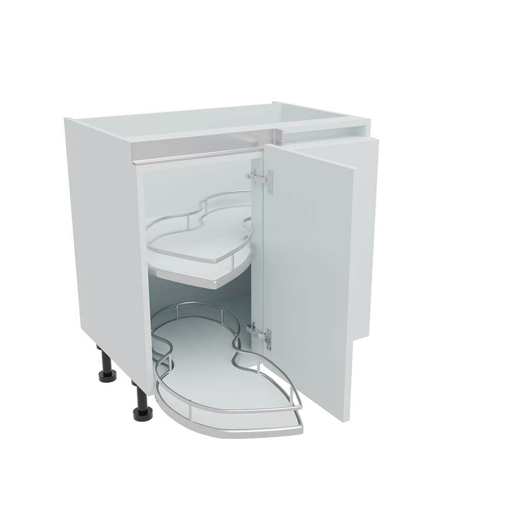 800mm True Handleless Highline Corner Base Unit - Corner Pull Out Shelving - 400mm Door (Right Blank)