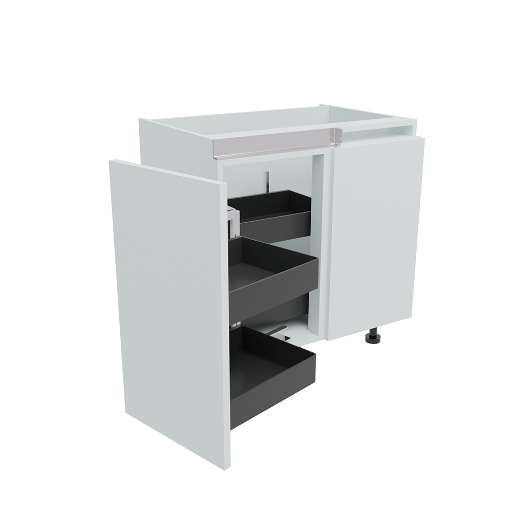 800mm True Handleless Highline Corner Base Unit - Planero Swing Out Corner - 400mm LH Hand Door