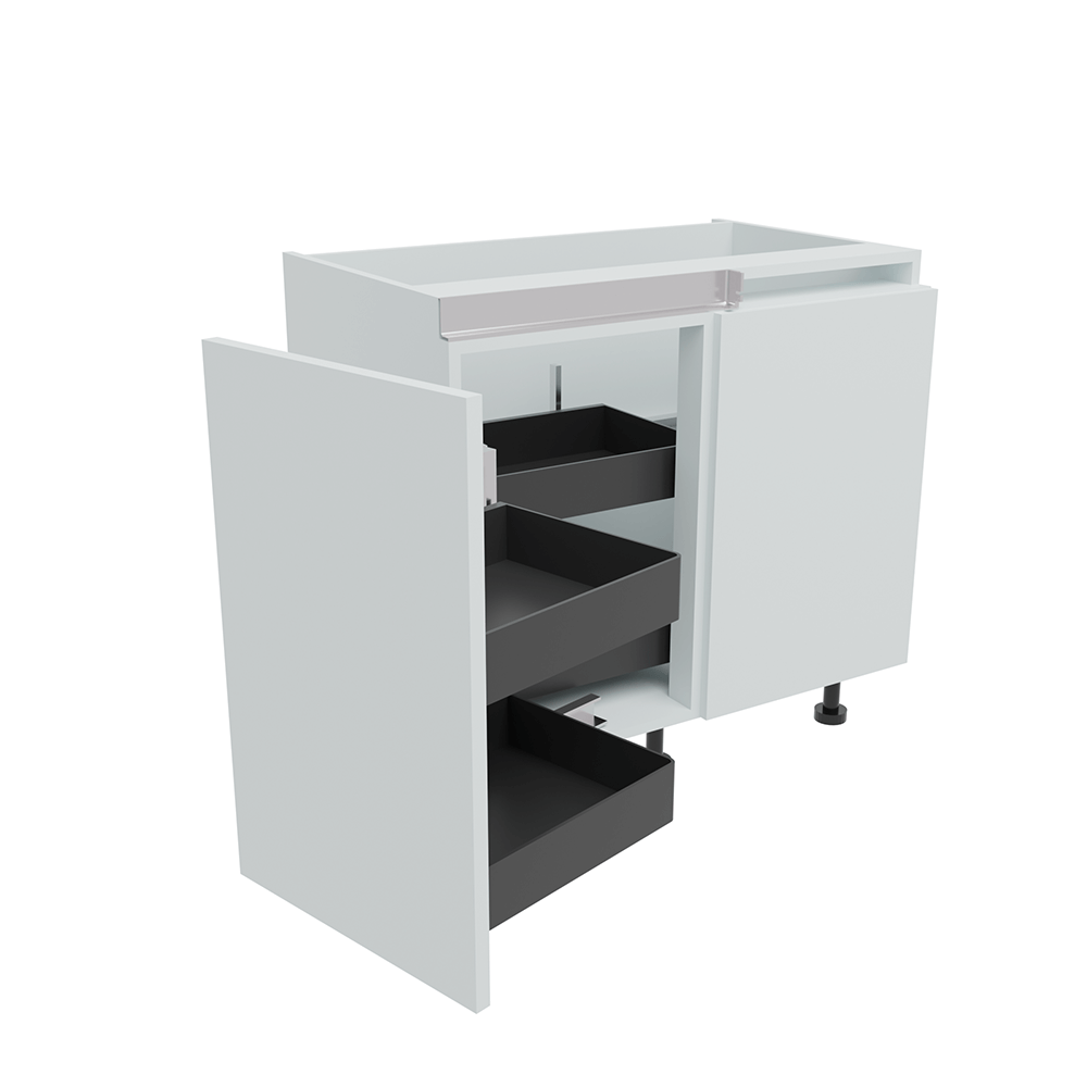 900mm True Handleless Highline Corner Base Unit - Planero Swing Out Corner - 450mm LH Hand Door