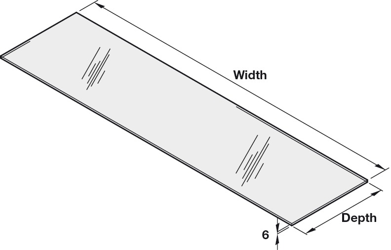 461 x 250 x 6mm Toughened Glass Shelf for Wall Units, Polished on all sides