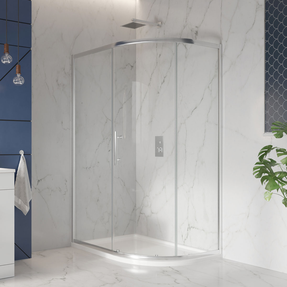 S8 - Single Door Offset Quadrant Shower Screens - Various Sizes