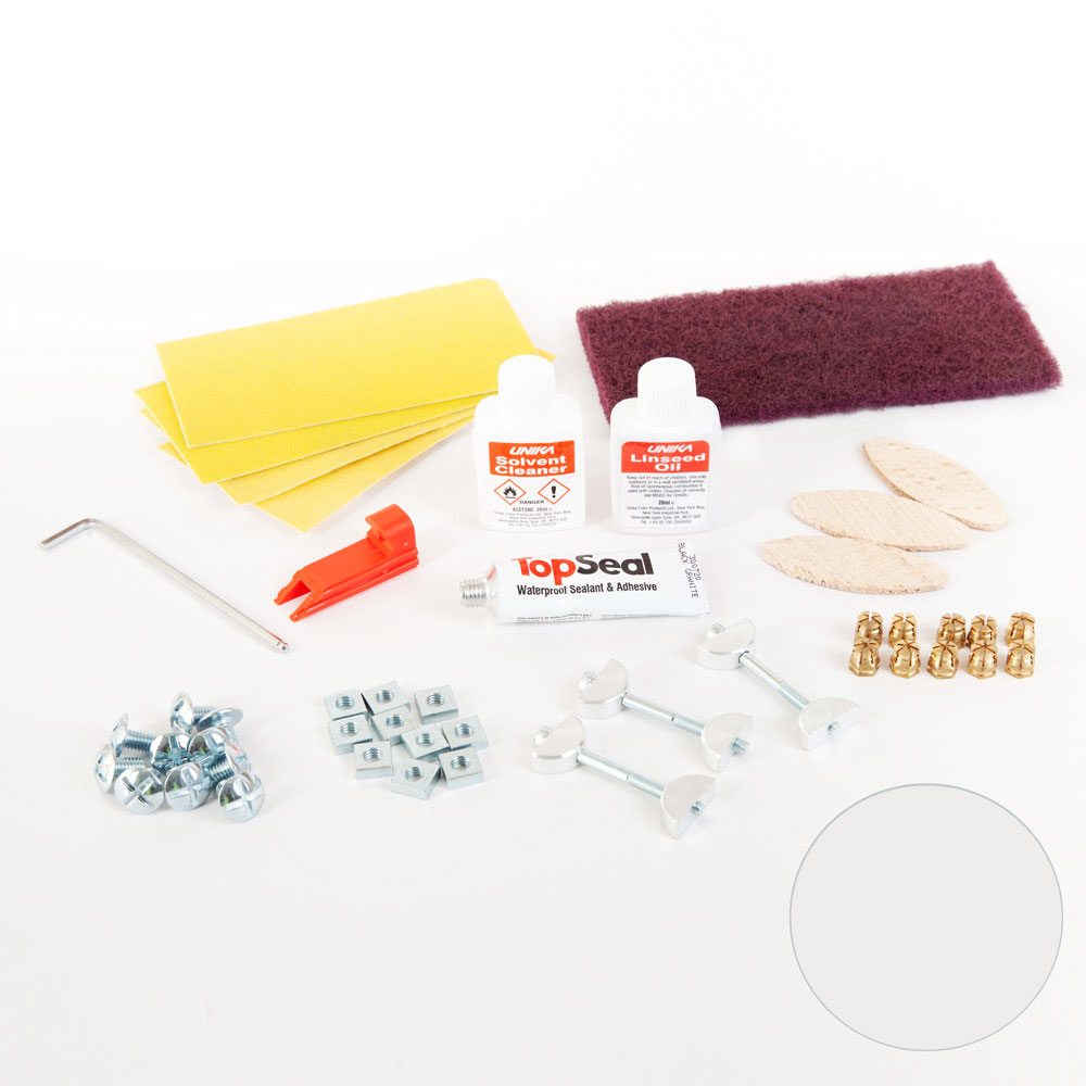 Solid Laminate Worktop Installation Kit - Single Joint - Soft White