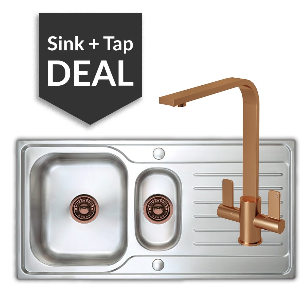 Premium Stainless Steel 1.5 Bowl Sink & Mesa Copper Tap Pack