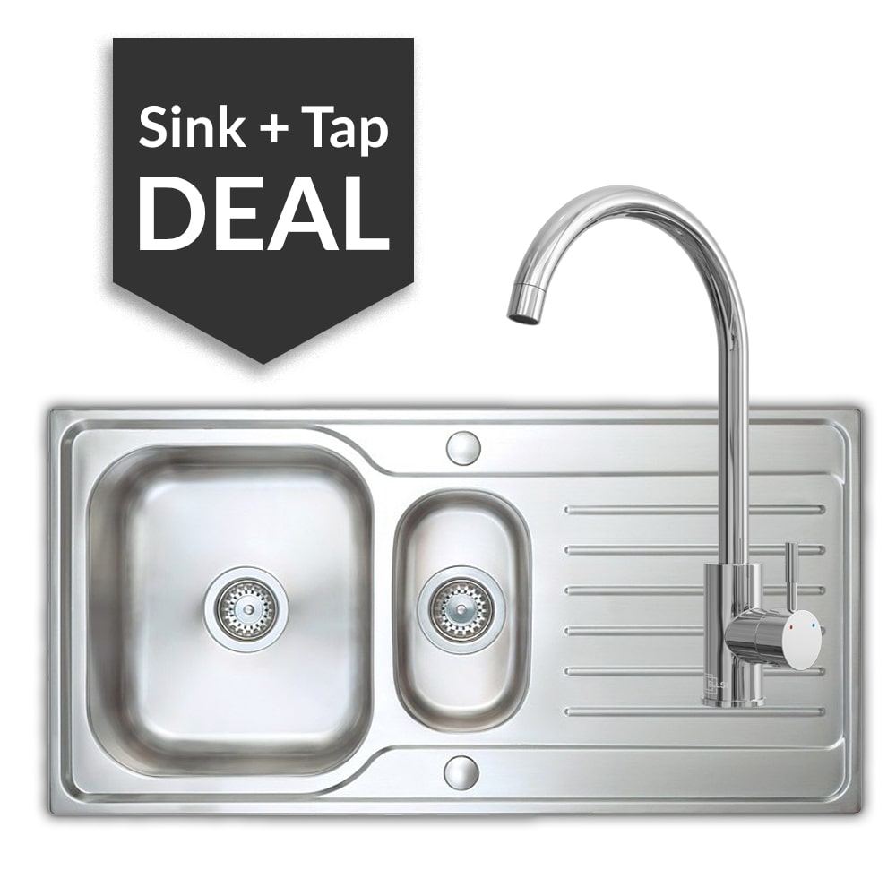 Premium Stainless Steel 1.5 Bowl Sink & Varone Chrome Tap Pack