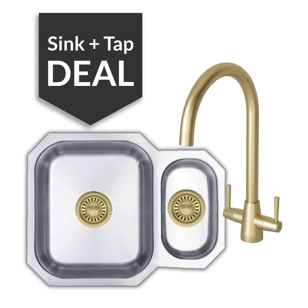 Premium Stainless Steel 1.5 Bowl Undermount Sink & Cascade Brass Tap Pack