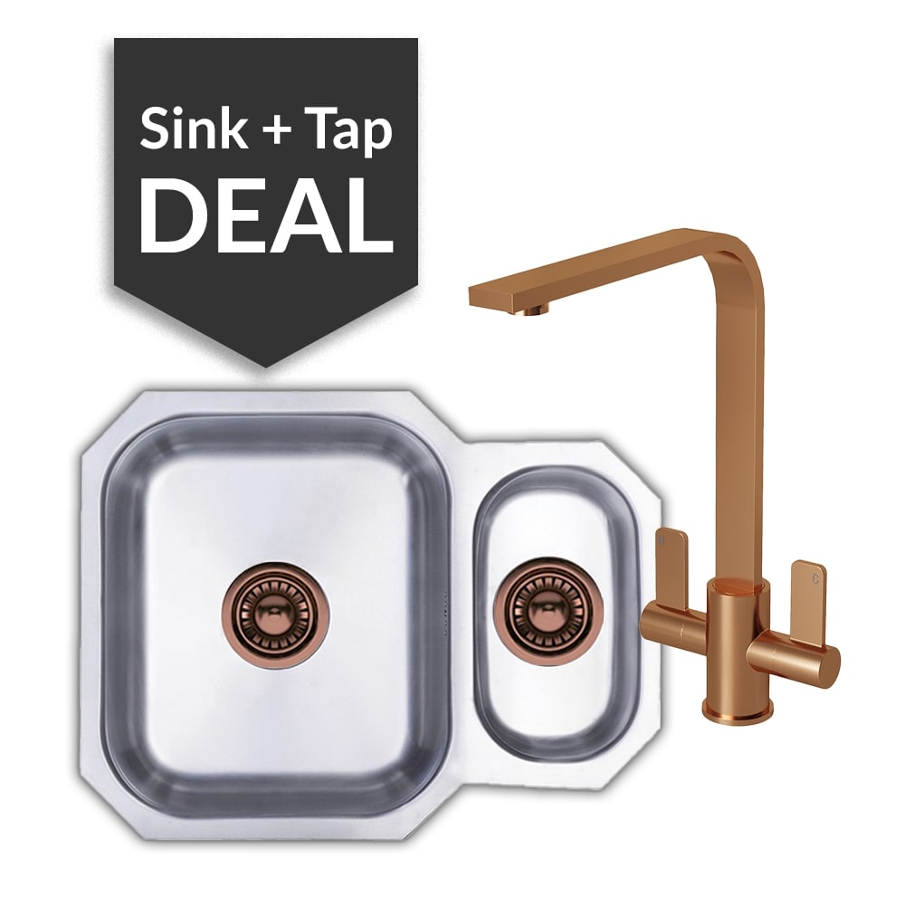 Premium Stainless Steel 1.5 Bowl Undermount Sink & Mesa Copper Tap Pack