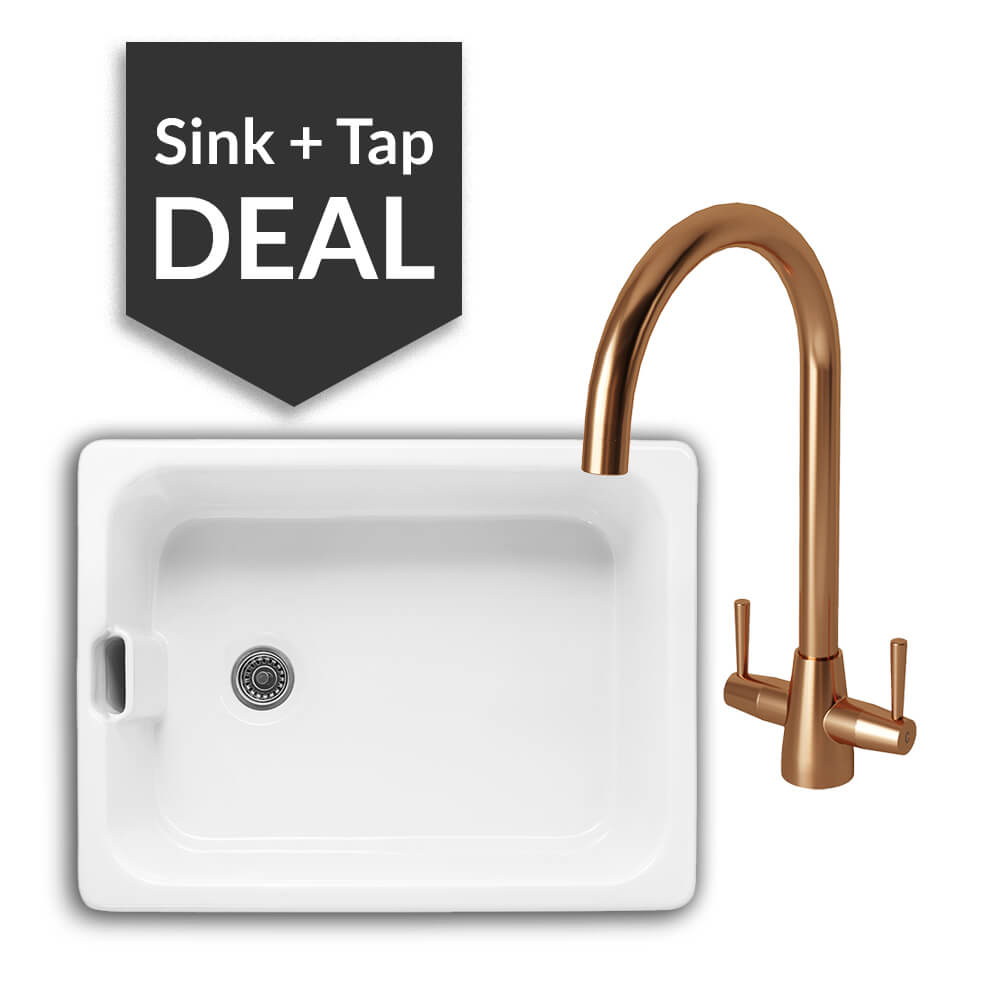 600mm Single Belfast Sink & Cascade Copper Tap Pack