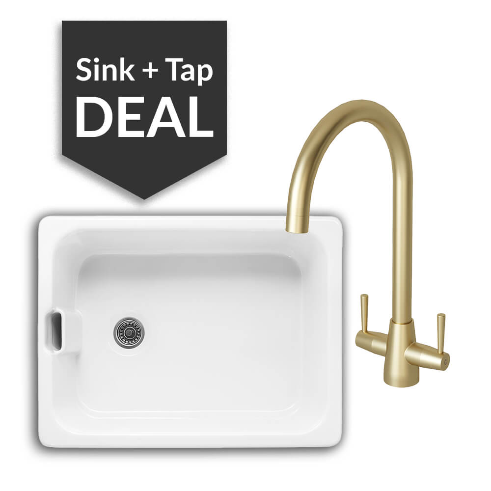 600mm Single Belfast Sink & Cascade Brass Tap Pack