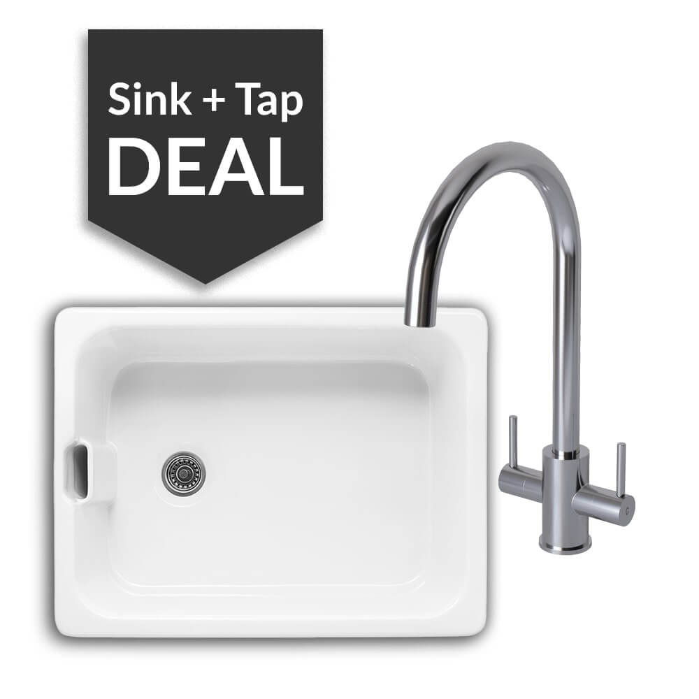 600mm Single Belfast Sink & Apsley Chrome Tap Pack