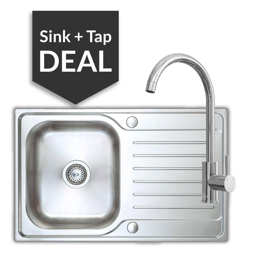 Premium Stainless Steel Small Single Bowl Sink & Varone Chrome Tap Pack