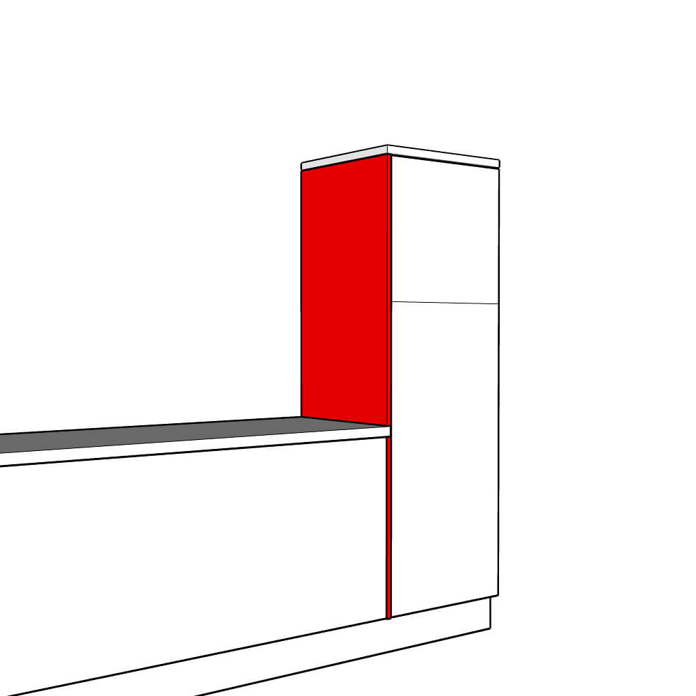 Lucca Inline Tall End Panel - Plain - Low Larder Height - 1825 x 625 x 18mm