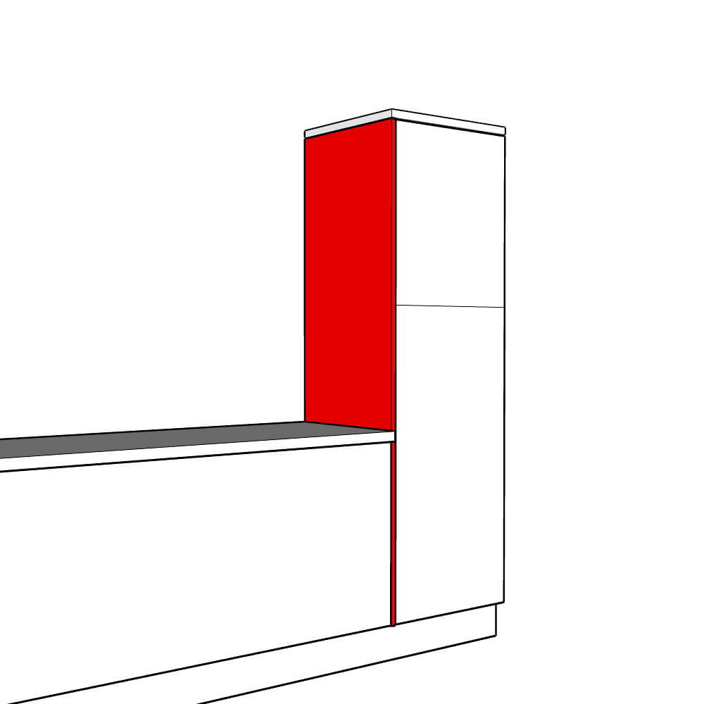 Lucca Inline Tall End Panel - Plain - Medium Larder Height - 1970 x 625 x 18mm