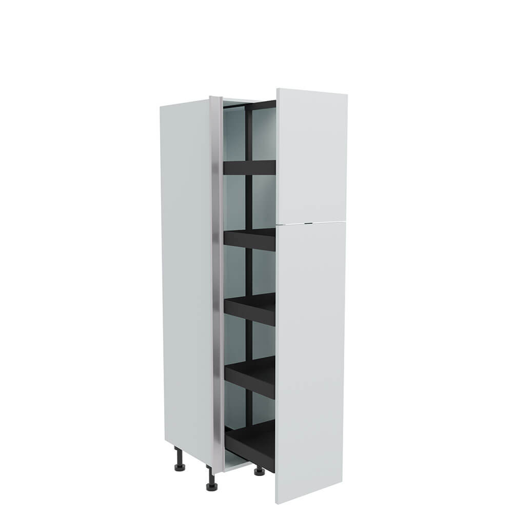 400mm True Handleless Tall Planero Pull Out Larder Unit - 570mm Top Door (Low) - LH Profile