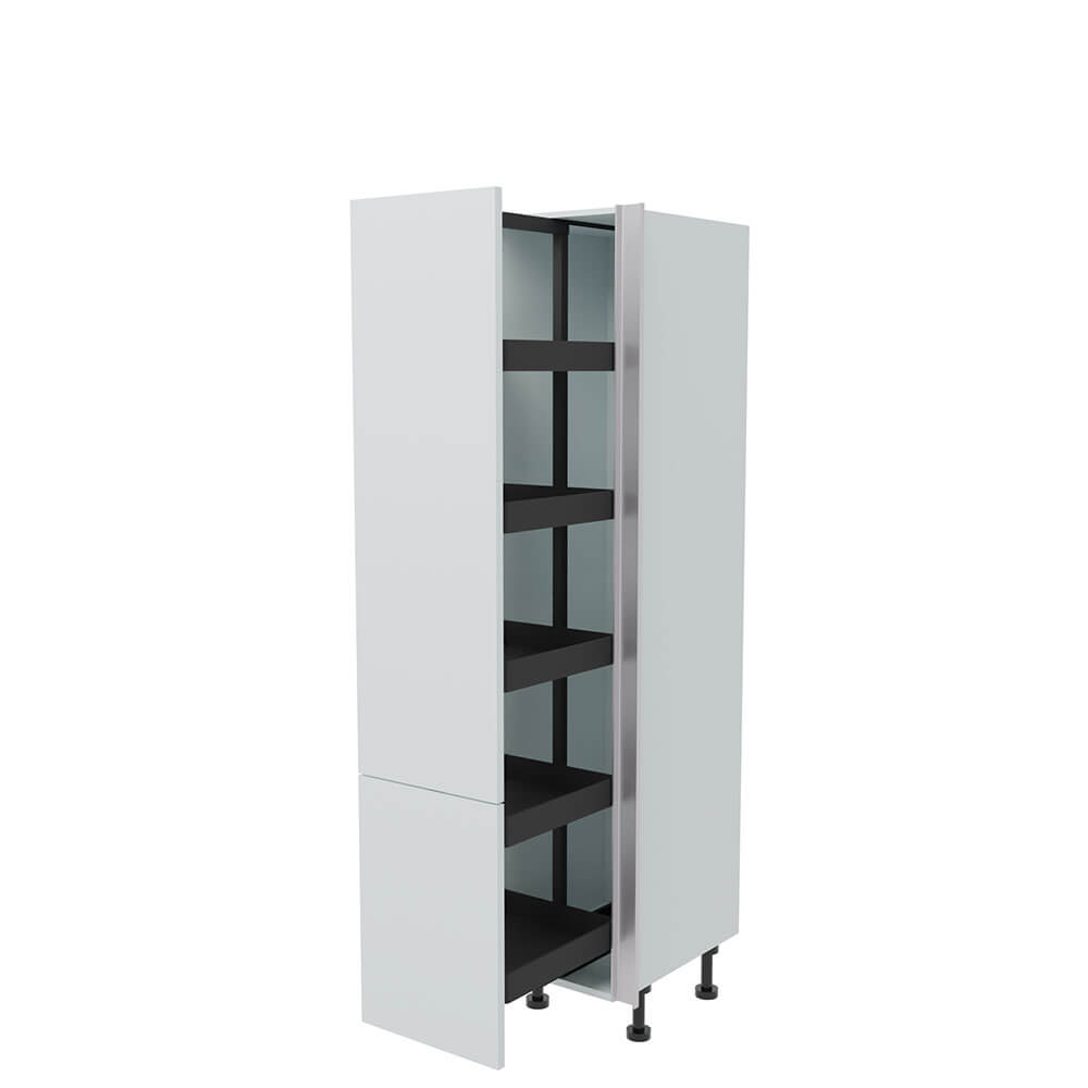 400mm True Handleless Tall Planero Pull Out Larder Unit - 570mm Lower Door (Low) - RH Profile