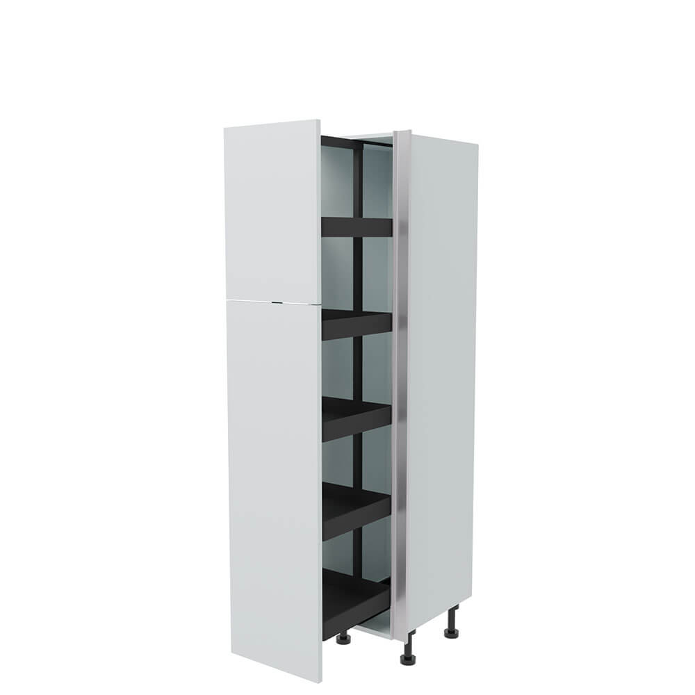 400mm True Handleless Tall Planero Pull Out Larder Unit - 570mm Top Door (Low) - RH Profile