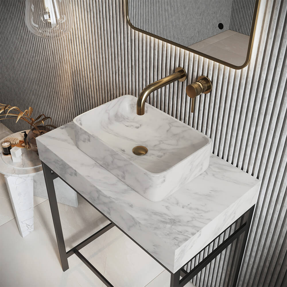 Rectangle Marble Basin - Venato Carrara Basin