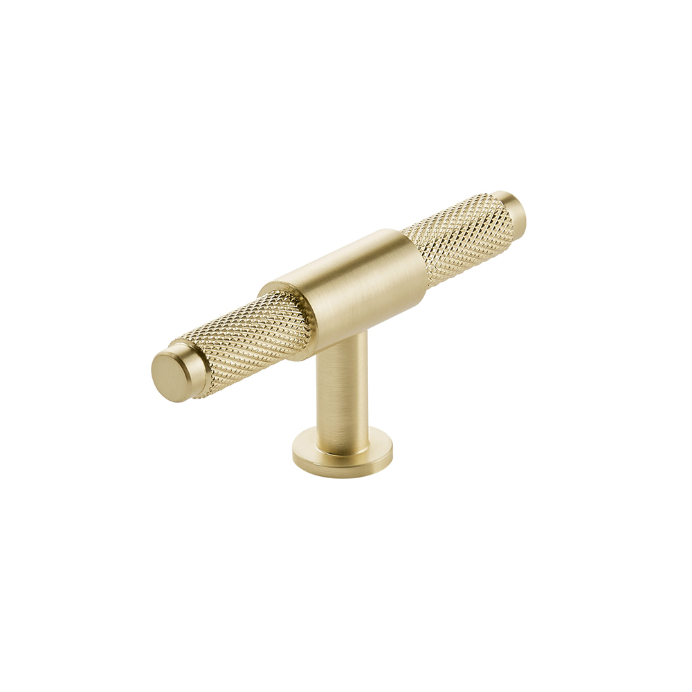 Knurled T Bar 95mm - Brushed Brass