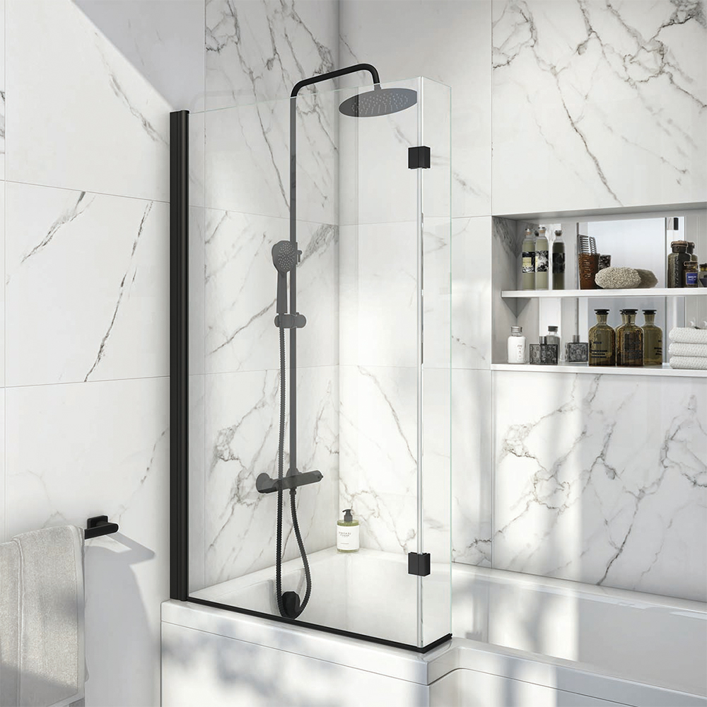 L-Shape Black Profile - For 6mm Thick Bath Screen 