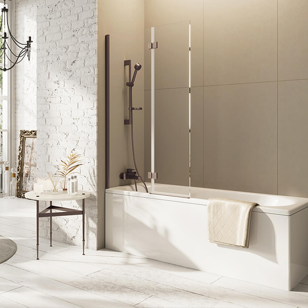 Inward opening Bath Screen - Brushed Bronze 