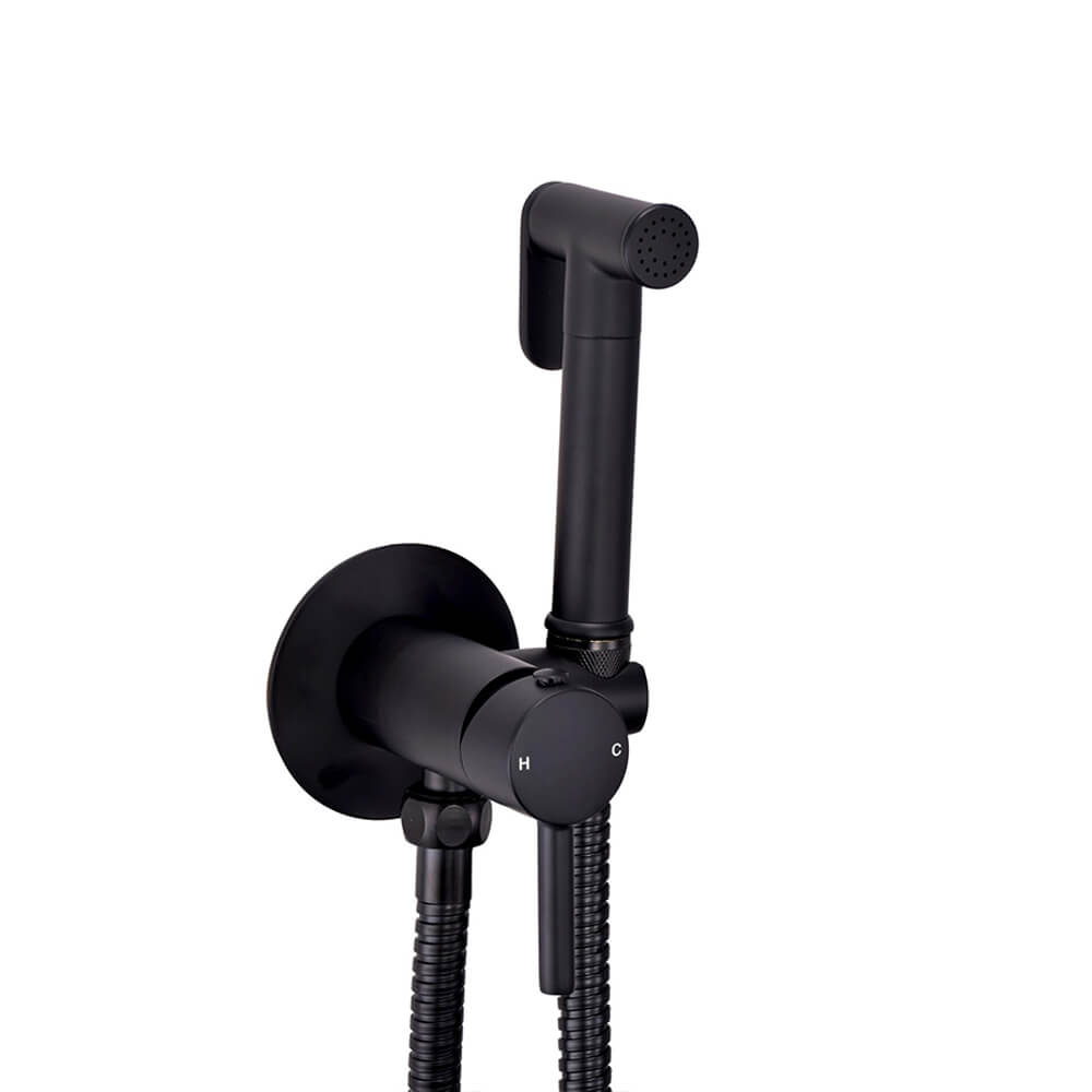 Douche Handset - Flexi and Outlet Elbow - Matte Black