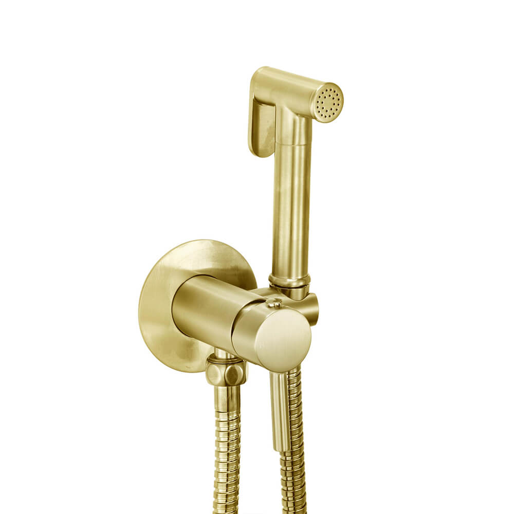 Douche Handset - Flexi and Outlet Elbow - Brushed Brass
