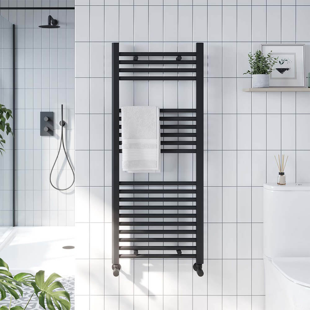 Strive - Black Towel Radiator - 500mm Width Options