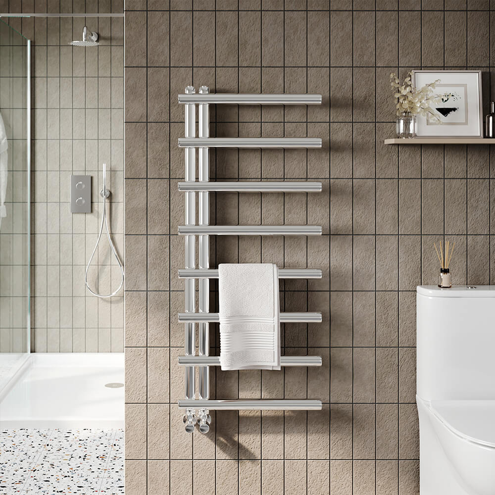 Carlo Towel Radiator - Chrome - 500mm Wide Options