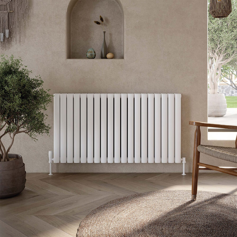 Apex Horizontal Designer Radiator - Double - White - Various Sizes