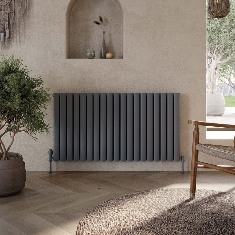 Apex Horizontal Designer Radiator - Double - Anthracite - Various Sizes