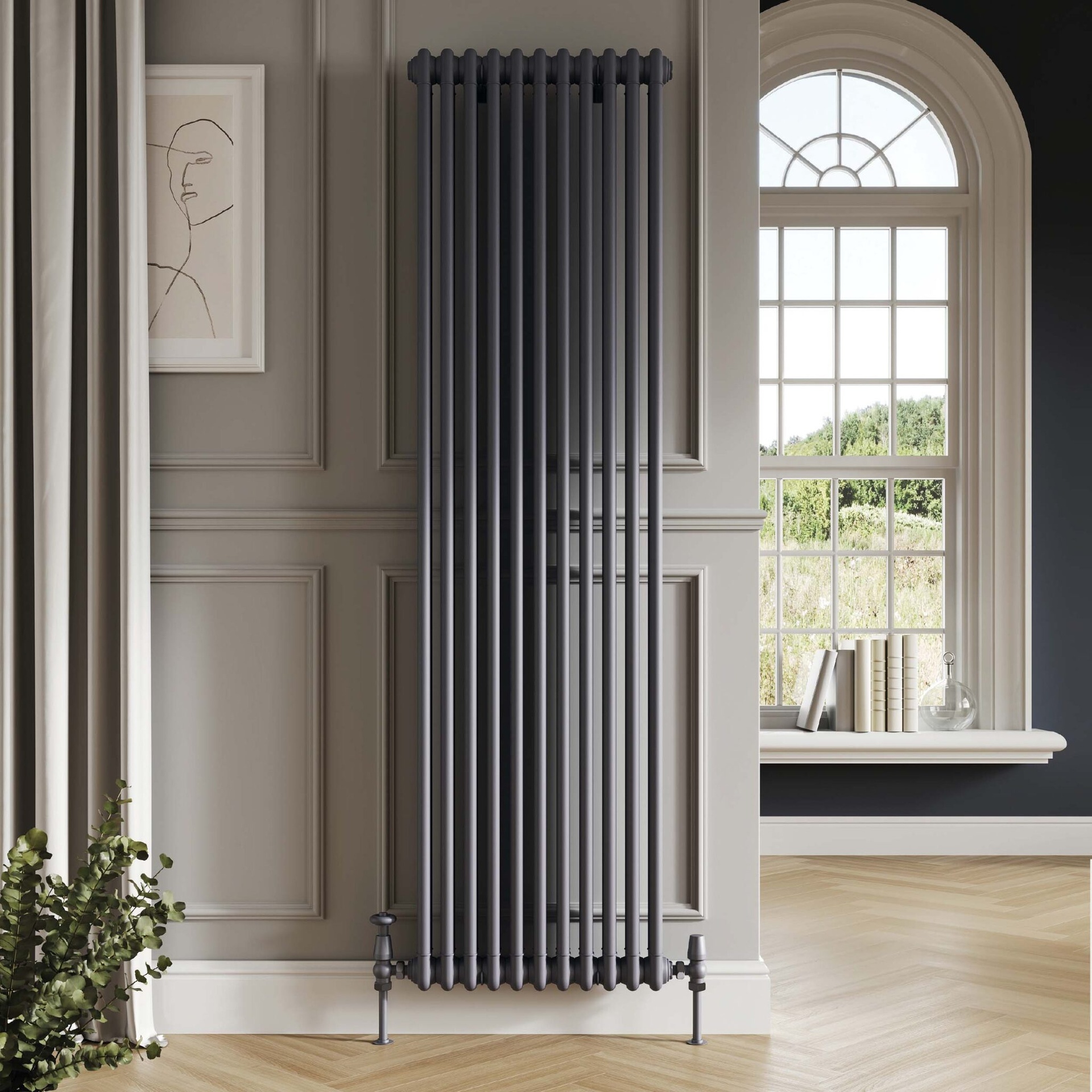2 Column Vertical Designer Radiator - Anthracite - Various Sizes