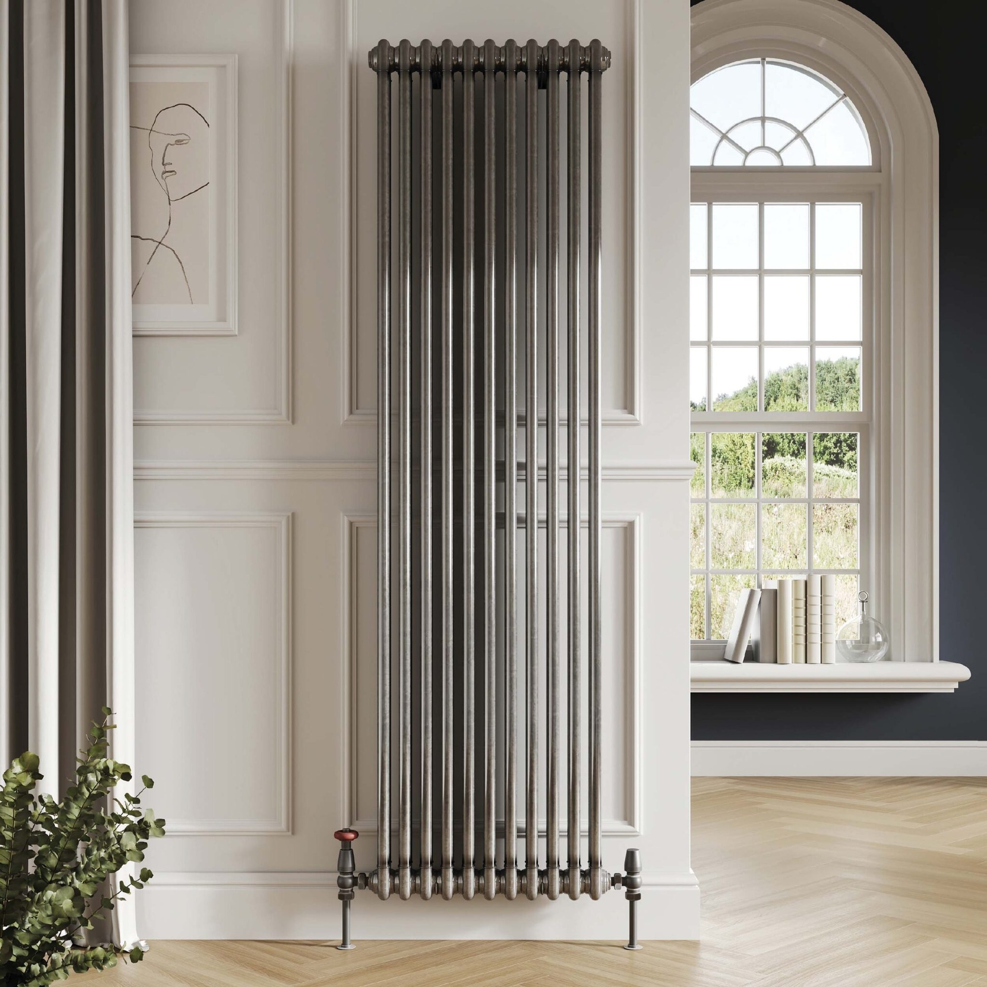 2 Column Vertical Designer Radiator - Raw Metal - Various Sizes
