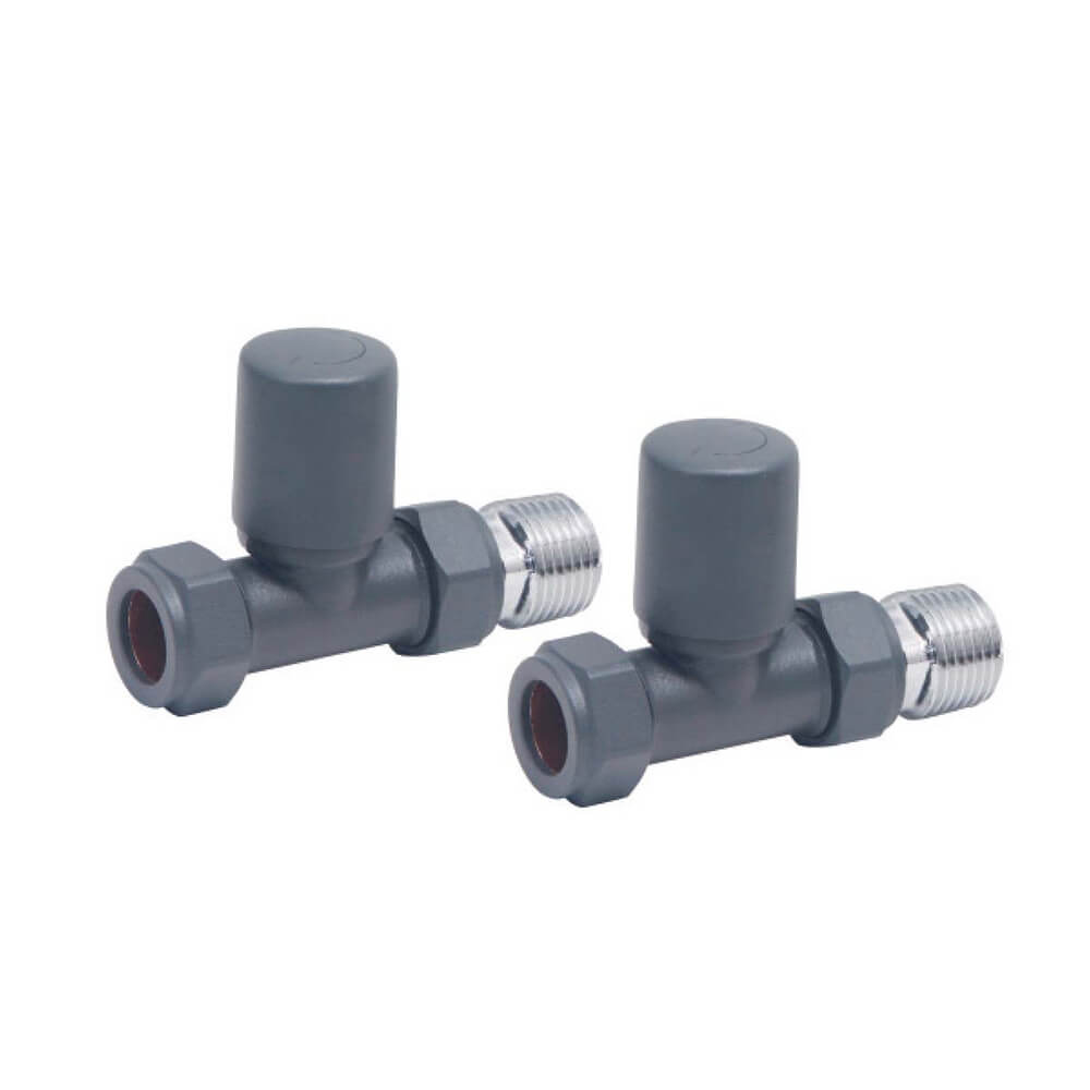 Anthracite Towel Rail Valves Straight (Pair)