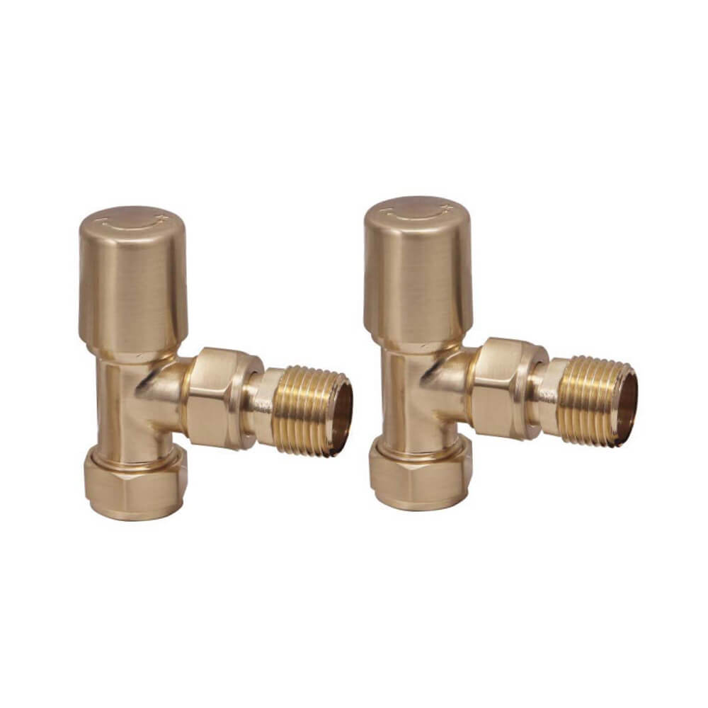 Brushed Brass Radiator Valves Angled (Pair)