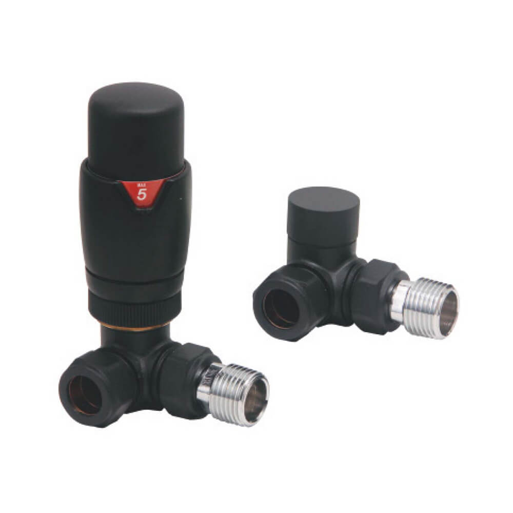 Black Radiator Designer Valves Corner (Pair)