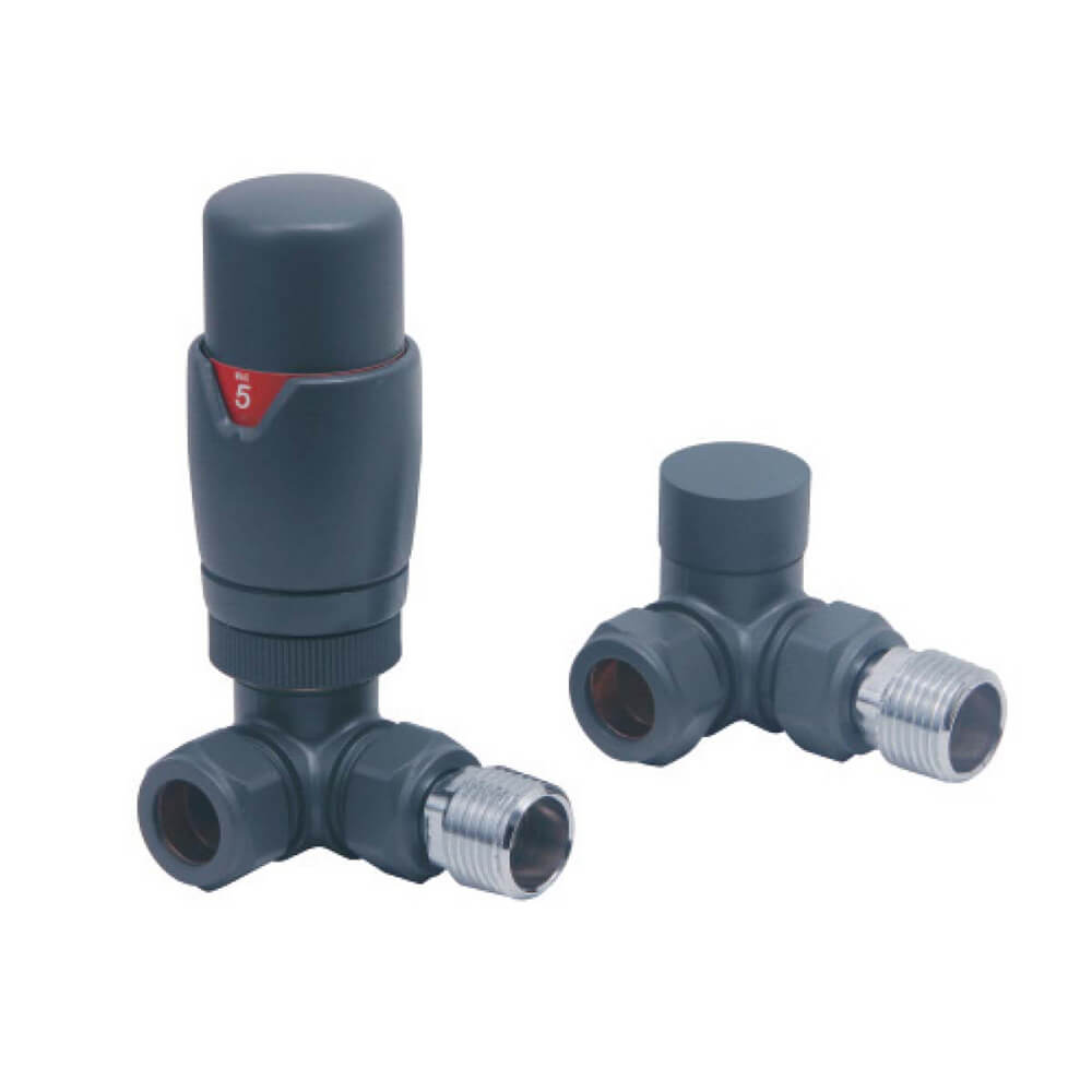 Anthracite Radiator Designer Valves Corner (Pair)