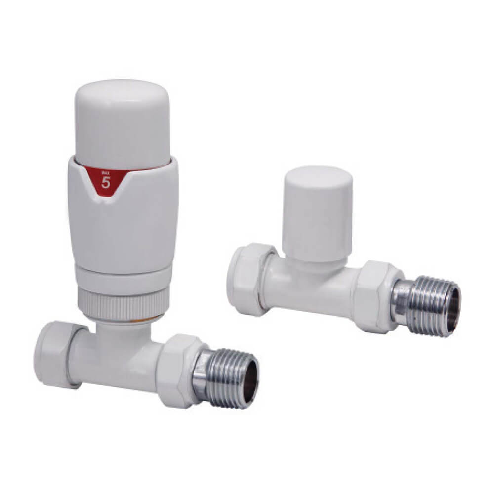 White Radiator Designer Valves Straight (Pair)