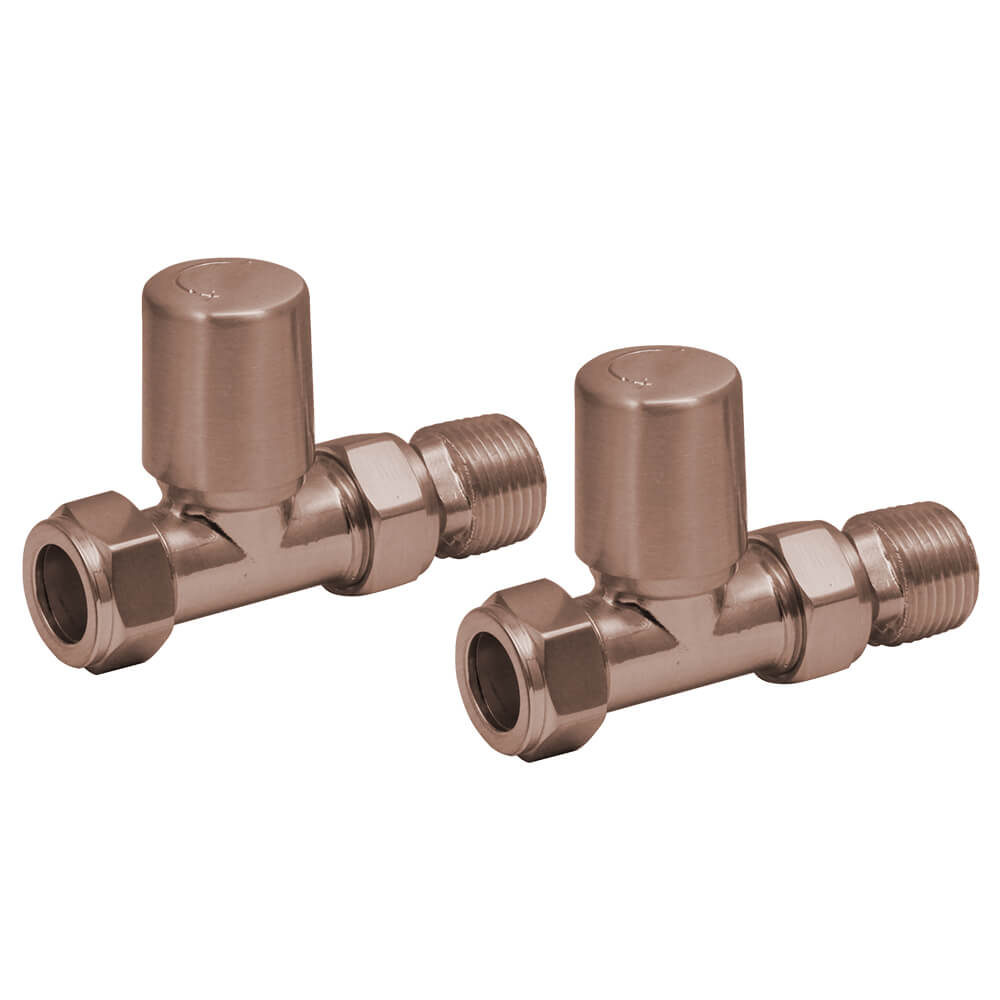 Brushed Bronze Towel Rail Valves Straight (Pair)