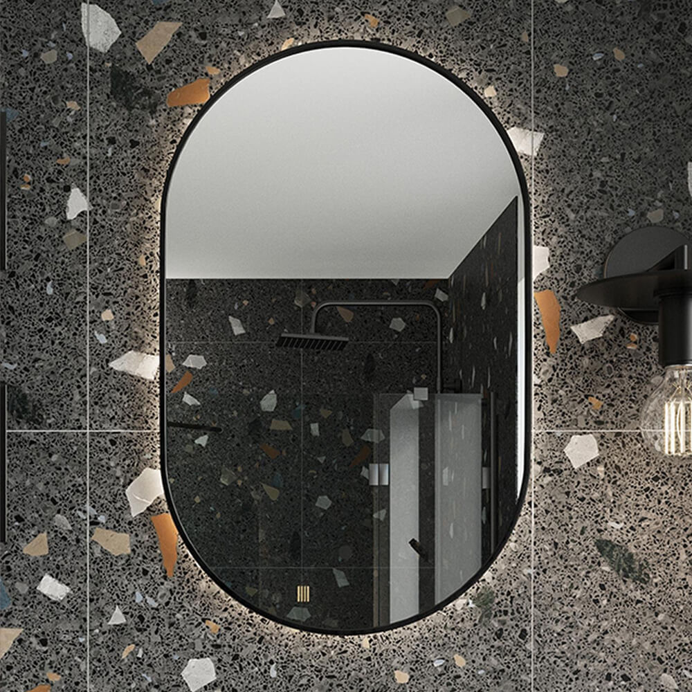 Aubrey LED Mirror - Black Frame - 500mm x 800mm (Component)