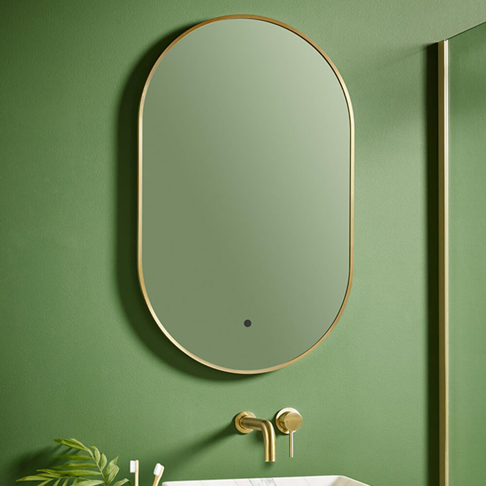 Aubrey LED Mirror - Brushed Brass Frame - 500mm x 800mm (Component)