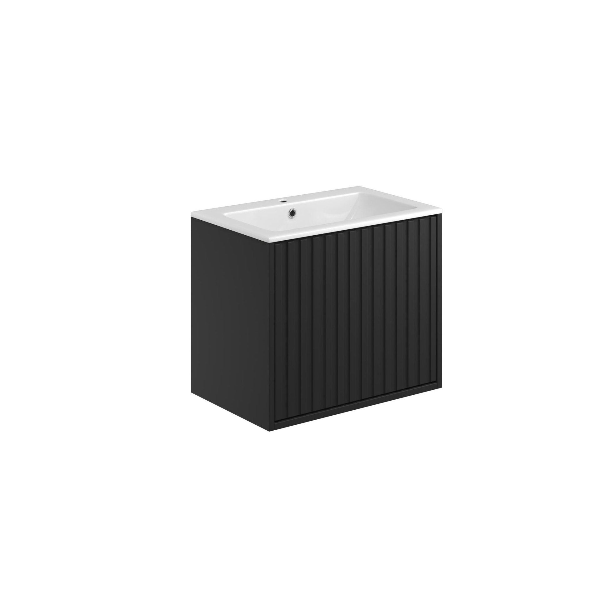 Alfie 600 Cabinet with Fluted Door with Integrated Sink - Matte Black (Complete)