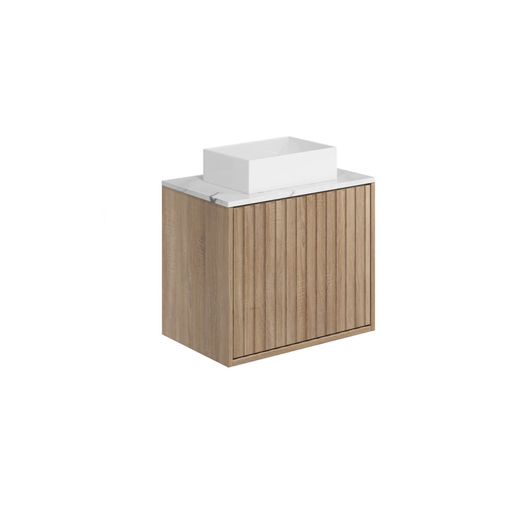 Alfie 600 Cabinet with Fluted Door & Counter Top Basin - Sonoma Oak (Complete)
