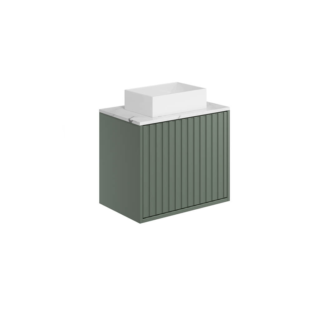 Alfie 600 Cabinet with Fluted Door & Counter Top Basin - Reed Green (Complete)
