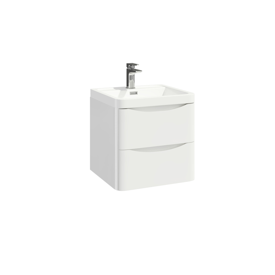 Bella 500 Wall Cabinet with Basin - High Gloss White (Complete)