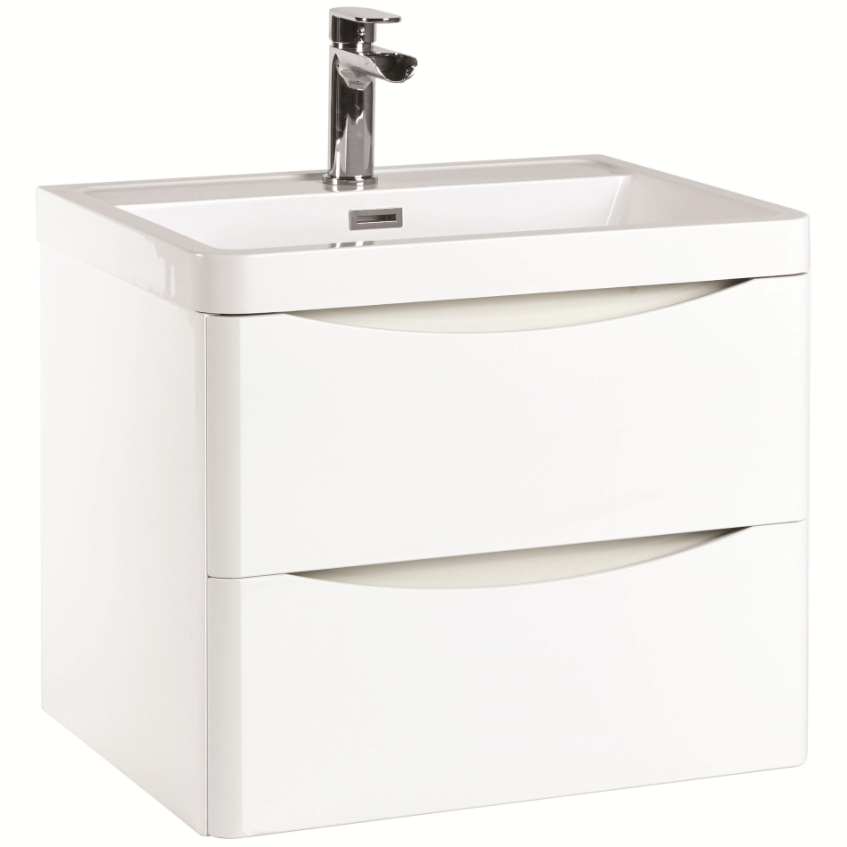 Bella 600 Wall Cabinet with Basin - High Gloss White (Complete)
