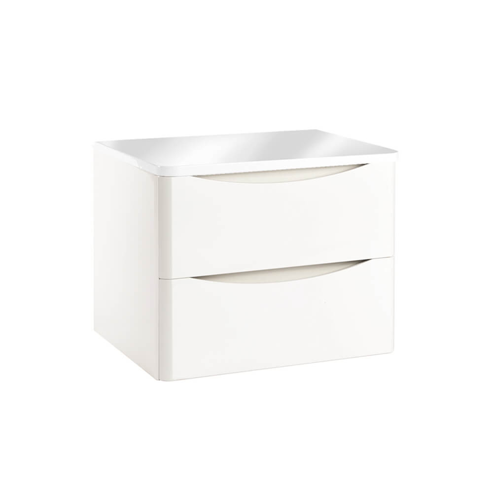 Bella 600 Wall Cabinet with Countertop - High Gloss White (Complete)