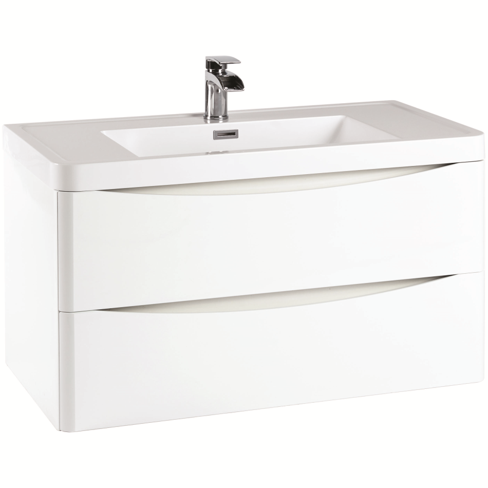 Bella 900 Wall Cabinet with Basin - High Gloss White (Complete)