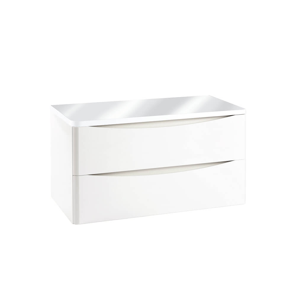 Bella 900 Wall Cabinet with Counter Top - High Gloss White (Complete)