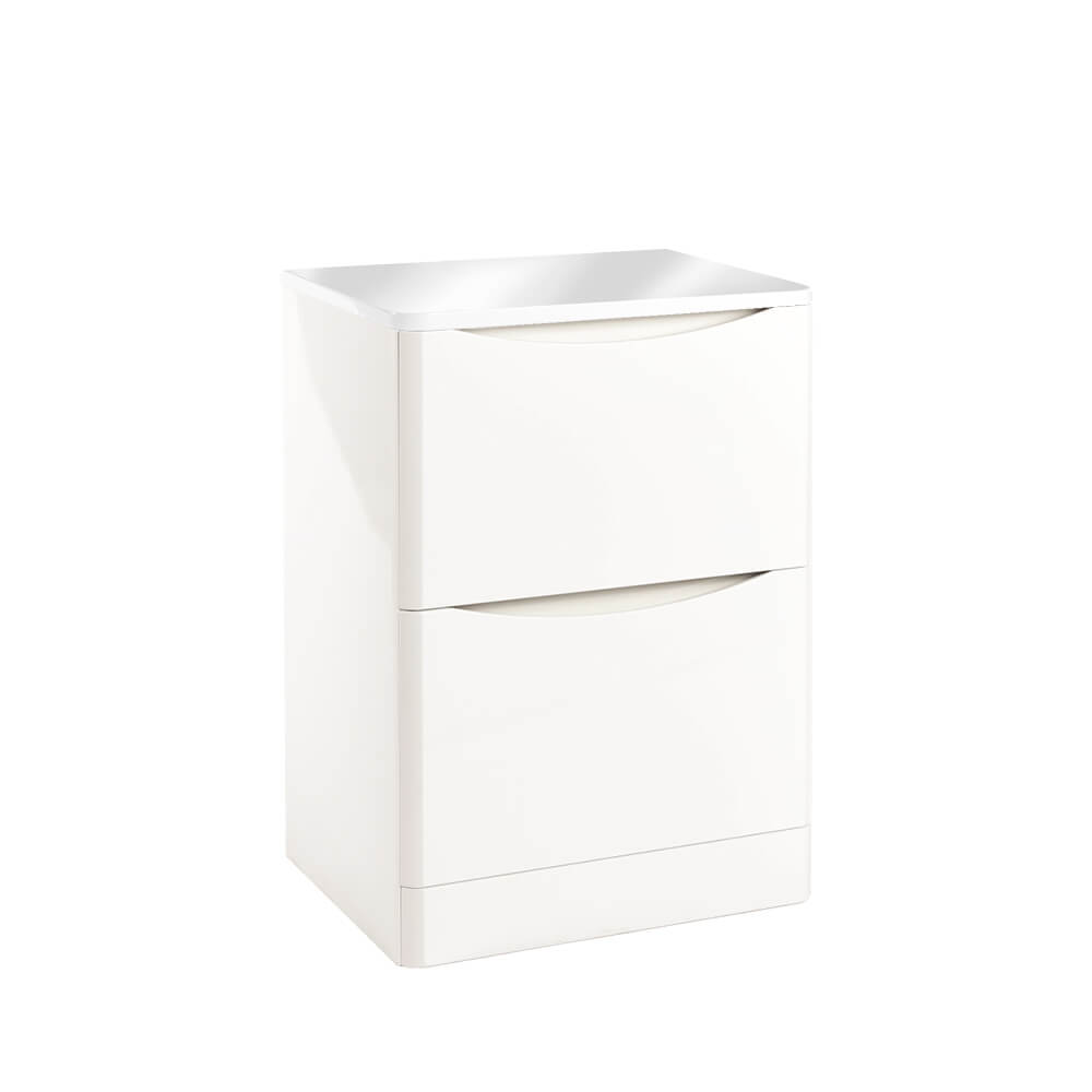 Bella 600 Floor Cabinet with Counter Top - High Gloss White (Complete)