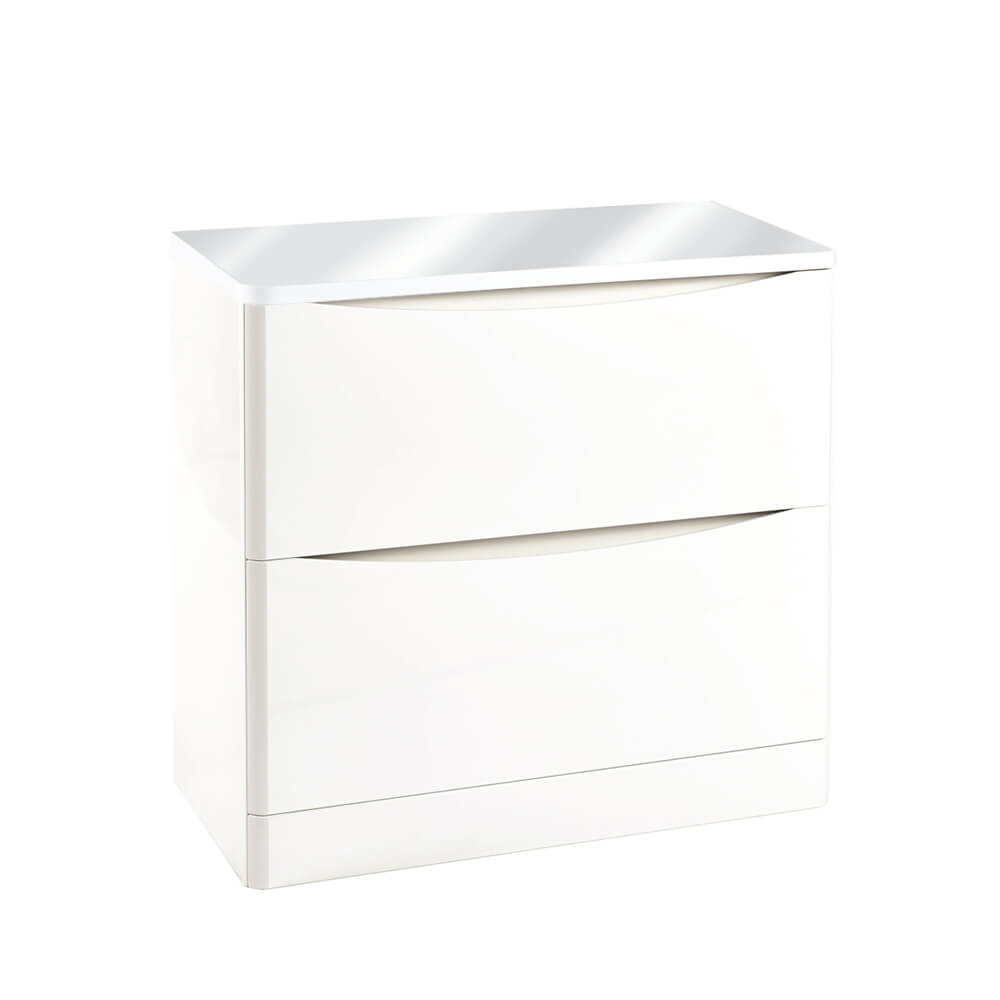 Bella 900 Floor Cabinet with Counter Top - High Gloss White (Complete)